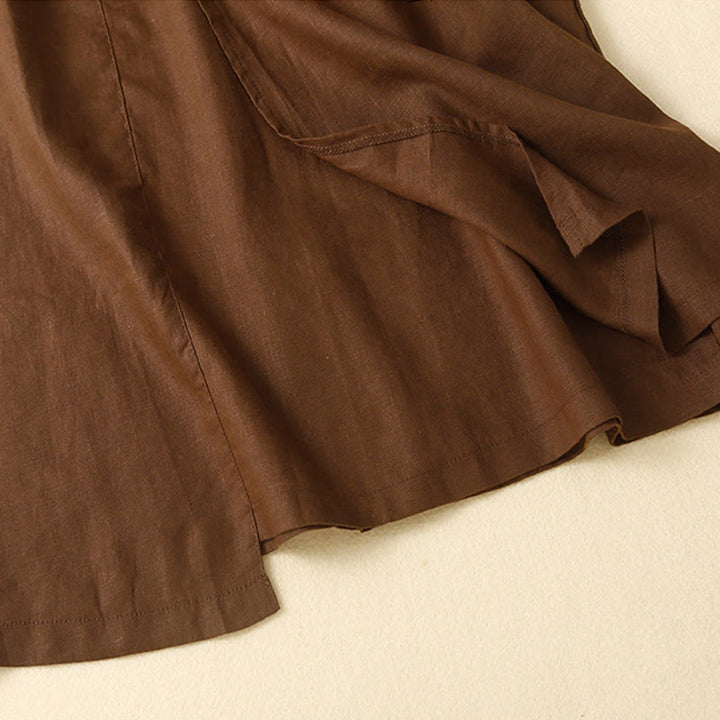 Falda de lino y algodón para mujer, estilo vintage de verano, asimétrica, de cintura alta y con bolsillos, de Buddha Stones - image 1