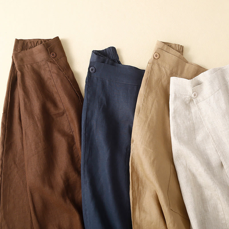 Falda de lino y algodón para mujer, estilo vintage de verano, asimétrica, de cintura alta y con bolsillos, de Buddha Stones - image 18