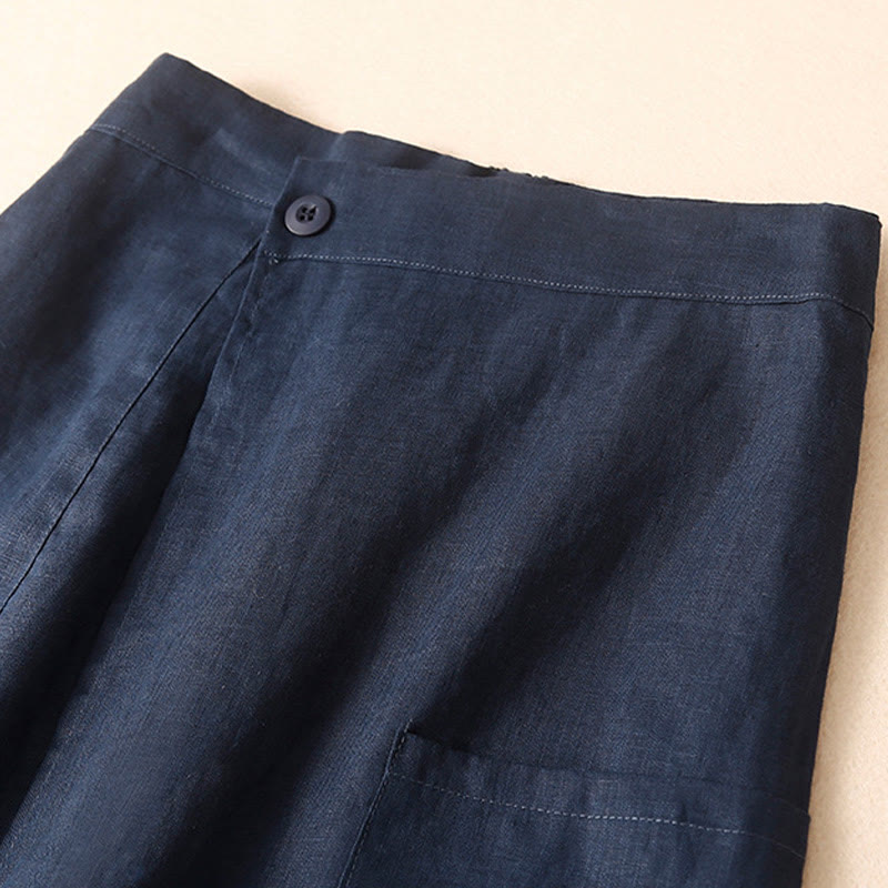 Falda de lino y algodón para mujer, estilo vintage de verano, asimétrica, de cintura alta y con bolsillos, de Buddha Stones - image 4