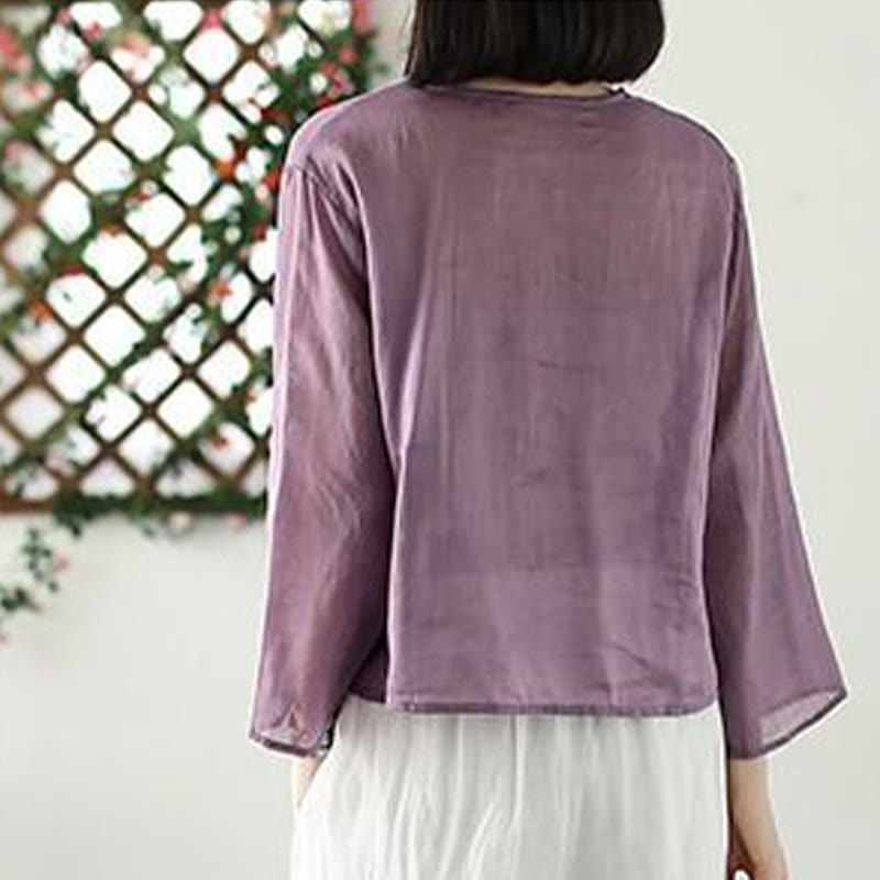 Chaqueta cárdigan informal de manga larga con pétalos bordados y Buddha Stones