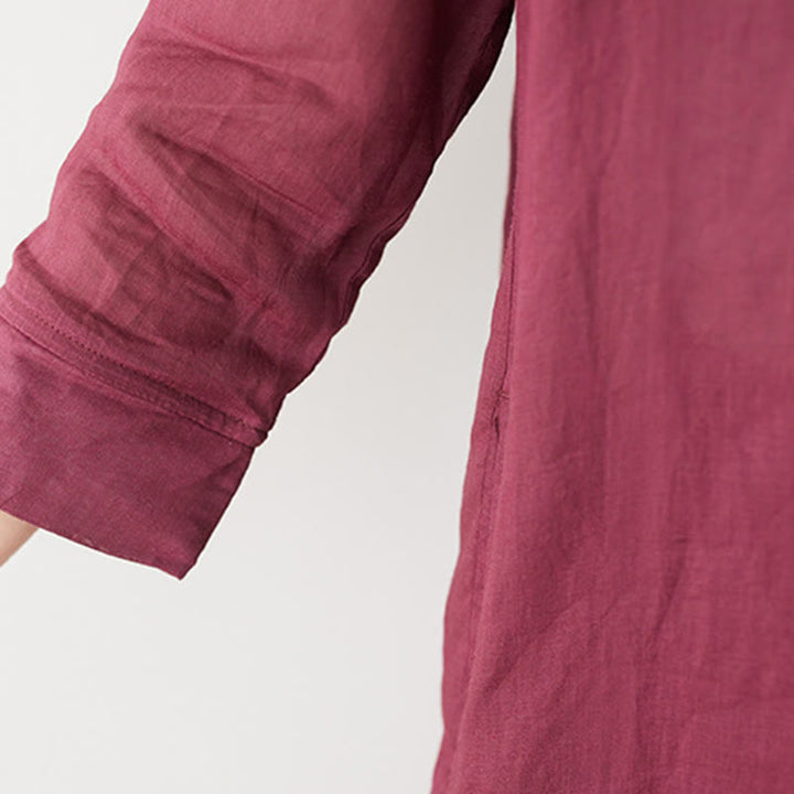 Conjunto de 2 piezas de camisa y pantalón de manga tres cuartos con Buddha Stones para meditación, zen, tai chi, algodón y lino para mujer