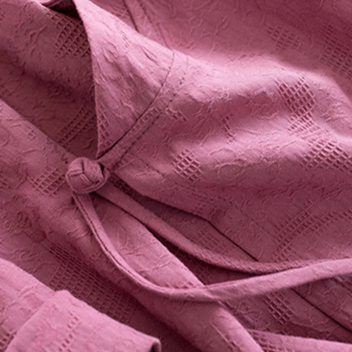 Camisa informal de lino y algodón zen de manga larga con botones de rana en color liso y Buddha Stones para mujer - image 17