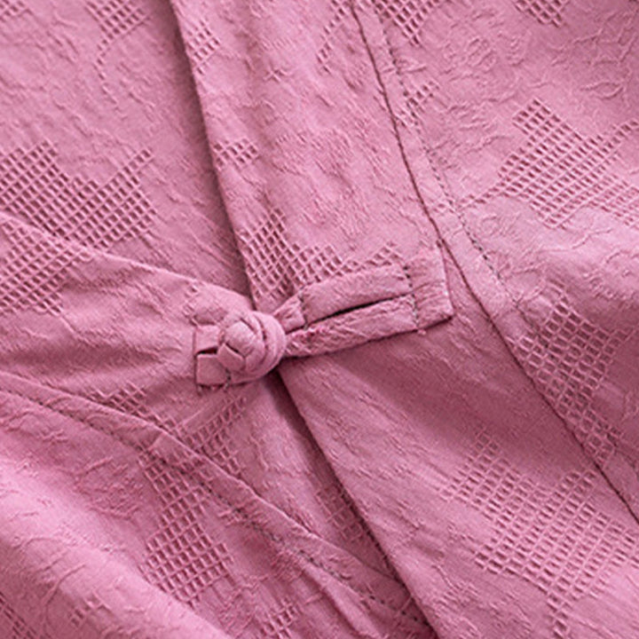 Camisa informal de lino y algodón zen de manga larga con botones de rana en color liso y Buddha Stones para mujer - image 16