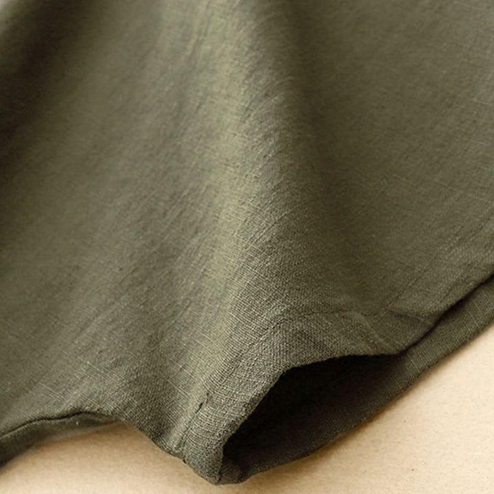 Camiseta informal de lino y algodón con cuello redondo y manga corta para mujer, con estampado de Buddha Stones