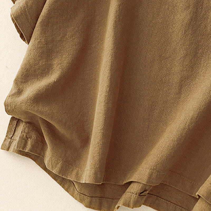 Camiseta informal de lino y algodón con cuello redondo y manga corta para mujer, con estampado de Buddha Stones