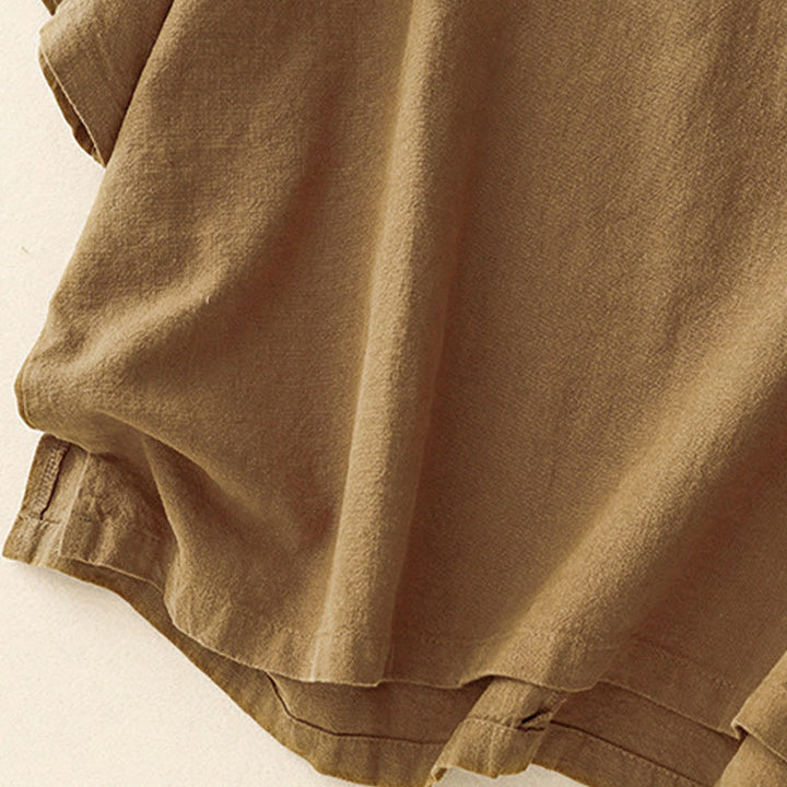 Camiseta informal de lino y algodón con cuello redondo y manga corta para mujer, con estampado de Buddha Stones