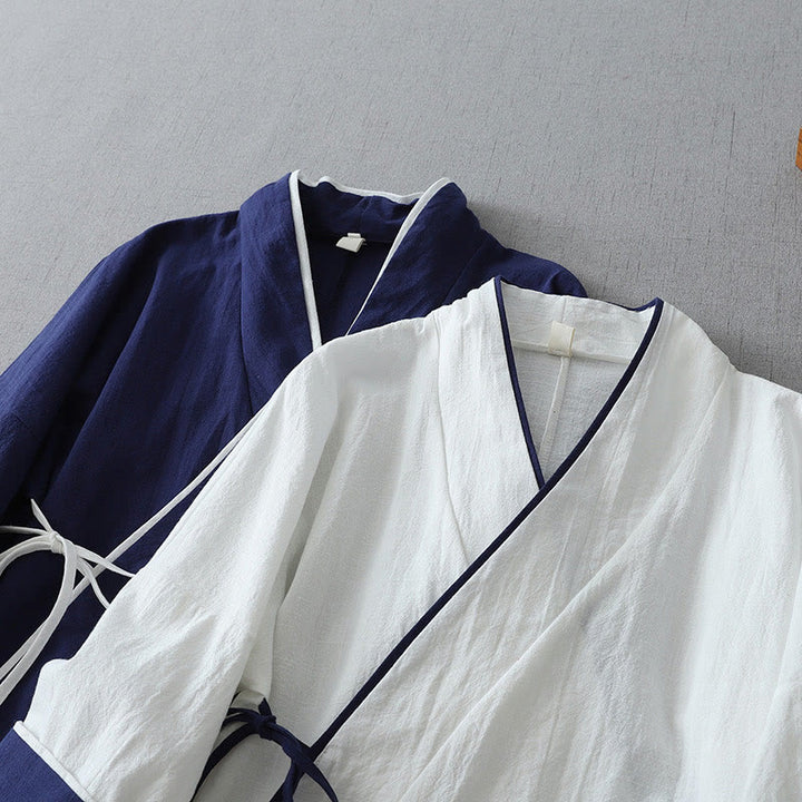 Camisa de lino y algodón zen para mujer, informal, con cuello en V, manga tres cuartos y costuras de colores, con Buddha Stones - image 12