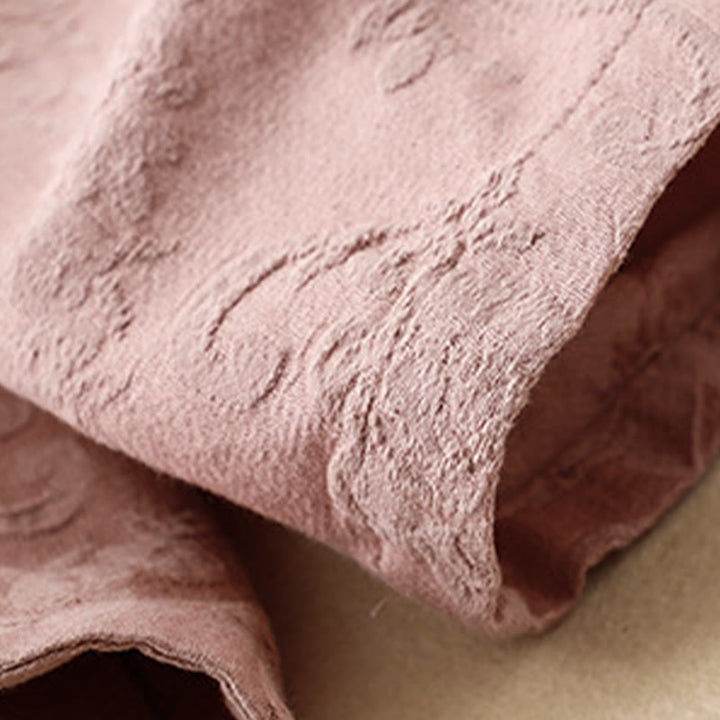 Camisa de algodón de manga larga para mujer con bordado de flores y ranas de hierba y Buddha Stones - image 9