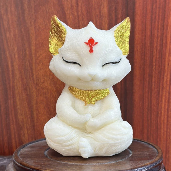 Buddha Stones de nueve colas, talladas en marfil, fruta bendecida, decoración del hogar - Zorro dorado de fruta de marfil 11*6*6cm - image 0