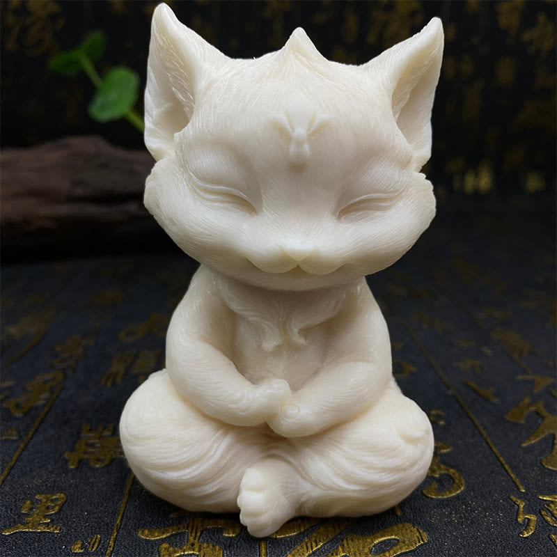 Buddha Stones de nueve colas, talladas en marfil, fruta bendecida, decoración del hogar - Zorro blanco de fruta de marfil 11*6*6cm - image 10