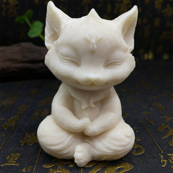 Buddha Stones de nueve colas, talladas en marfil, fruta bendecida, decoración del hogar - Zorro blanco de fruta de marfil 11*6*6cm - image 10