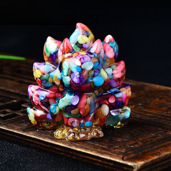Buddha Stones naturales, varios cristales, cuarzo fresa, amatista, zorro de nueve colas, protección, decoración del hogar - Conchas de colores 5,5 x 4,5 x 5,5 cm - image 3