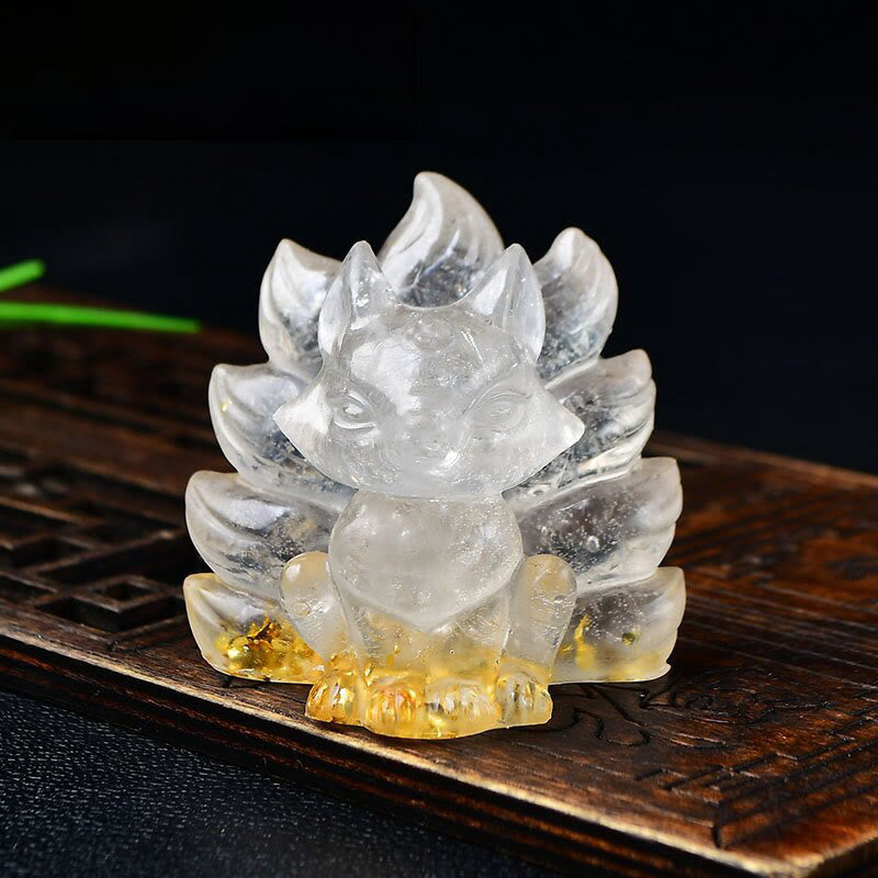 Buddha Stones naturales, varios cristales, cuarzo fresa, amatista, zorro de nueve colas, protección, decoración del hogar - Cristal blanco 5,5 x 4,5 x 5,5 cm - image 5