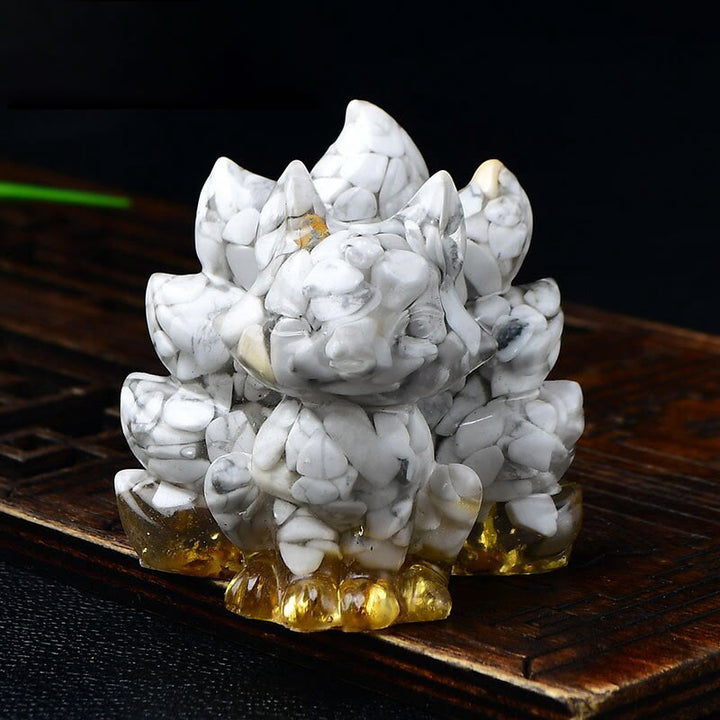 Buddha Stones naturales, varios cristales, cuarzo fresa, amatista, zorro de nueve colas, protección, decoración del hogar - Turquesa blanca 5,5*4,5*5,5 cm - image 15