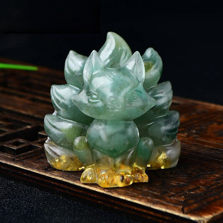 Buddha Stones naturales, varios cristales, cuarzo fresa, amatista, zorro de nueve colas, protección, decoración del hogar - Aventurina verde 5,5*4,5*5,5 cm - image 23
