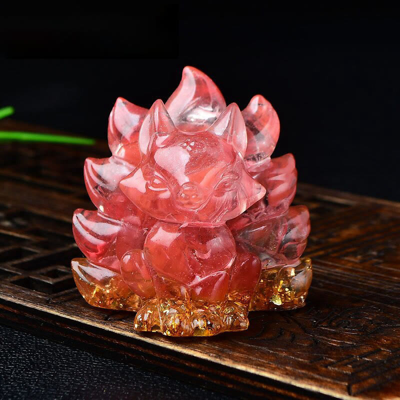 Buddha Stones naturales, varios cristales, cuarzo fresa, amatista, zorro de nueve colas, protección, decoración del hogar - Piedra roja 5,5*4,5*5,5 cm - image 27