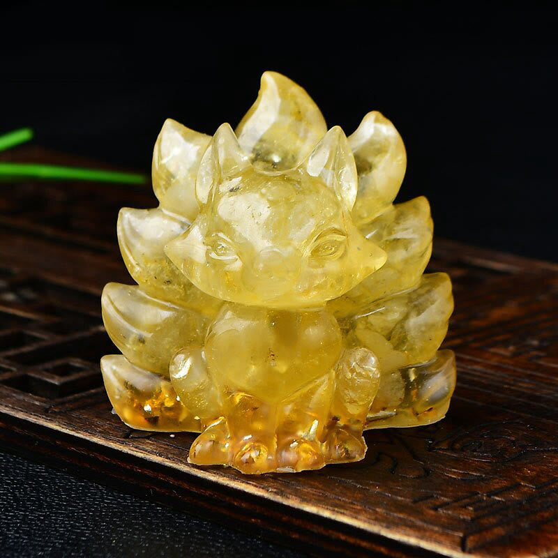Buddha Stones naturales, varios cristales, cuarzo fresa, amatista, zorro de nueve colas, protección, decoración del hogar - Citrino 5,5*4,5*5,5 cm - image 25