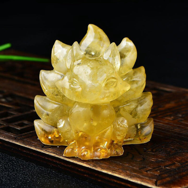 Buddha Stones naturales, varios cristales, cuarzo fresa, amatista, zorro de nueve colas, protección, decoración del hogar - Citrino 5,5*4,5*5,5 cm - image 25
