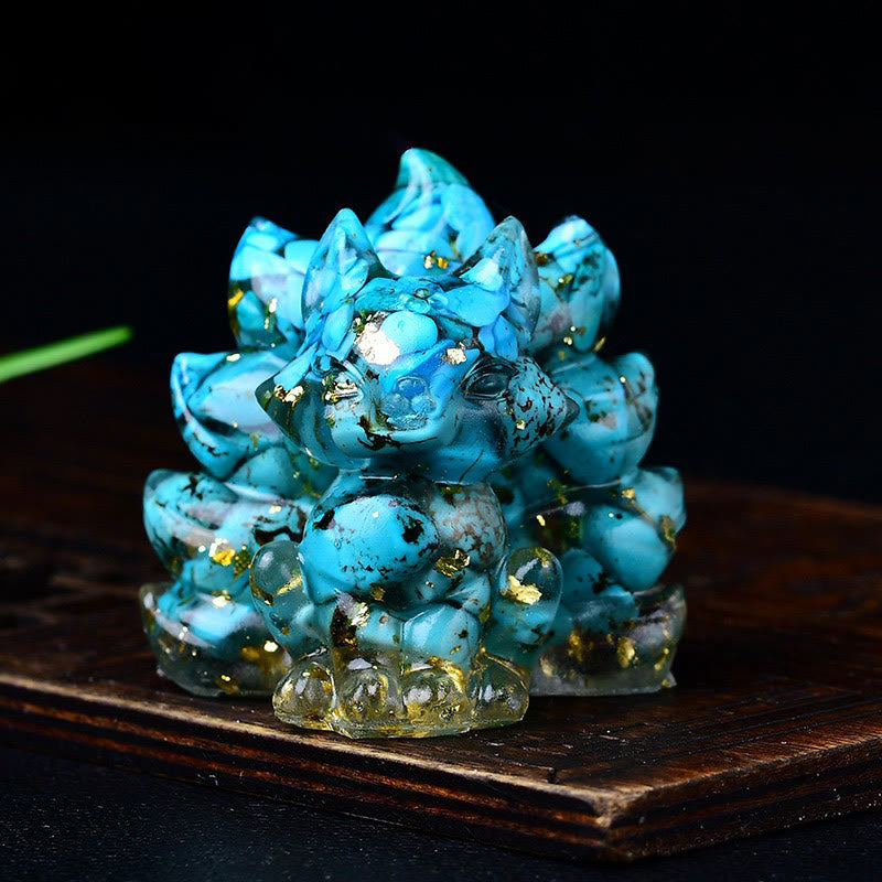 Buddha Stones naturales, varios cristales, cuarzo fresa, amatista, zorro de nueve colas, protección, decoración del hogar - Turquesa 5,5*4,5*5,5 cm - image 32