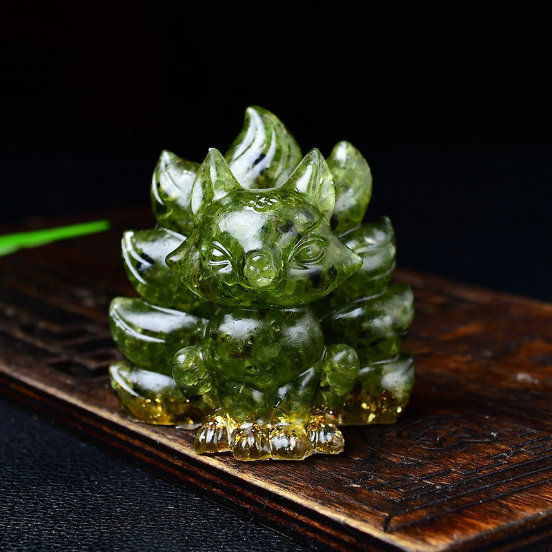 Buddha Stones naturales, varios cristales, cuarzo fresa, amatista, zorro de nueve colas, protección, decoración del hogar - Peridoto 5,5*4,5*5,5 cm - image 39