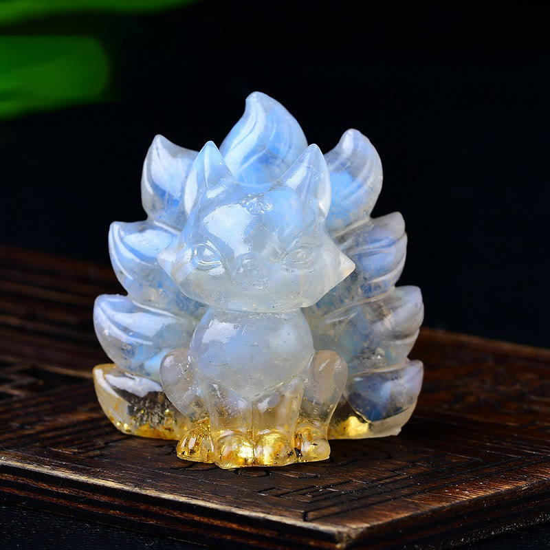 Buddha Stones naturales, varios cristales, cuarzo fresa, amatista, zorro de nueve colas, protección, decoración del hogar - Ópalo 5,5*4,5*5,5 cm - image 36