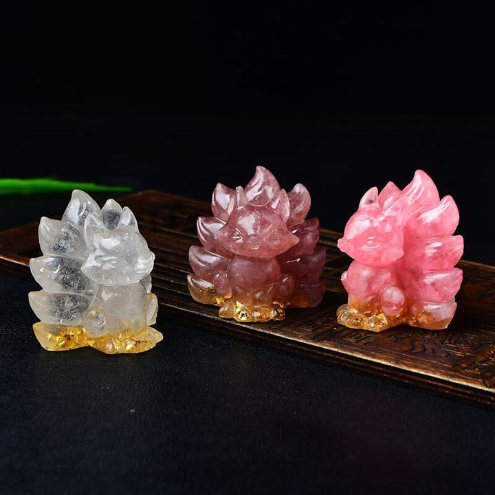 Buddha Stones naturales, varios cristales, cuarzo fresa, amatista, zorro de nueve colas, protección, decoración del hogar - image 56