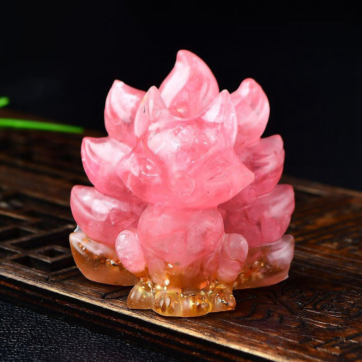 Buddha Stones naturales, varios cristales, cuarzo fresa, amatista, zorro de nueve colas, protección, decoración del hogar - Cristal rosa 5,5*4,5*5,5 cm - image 9