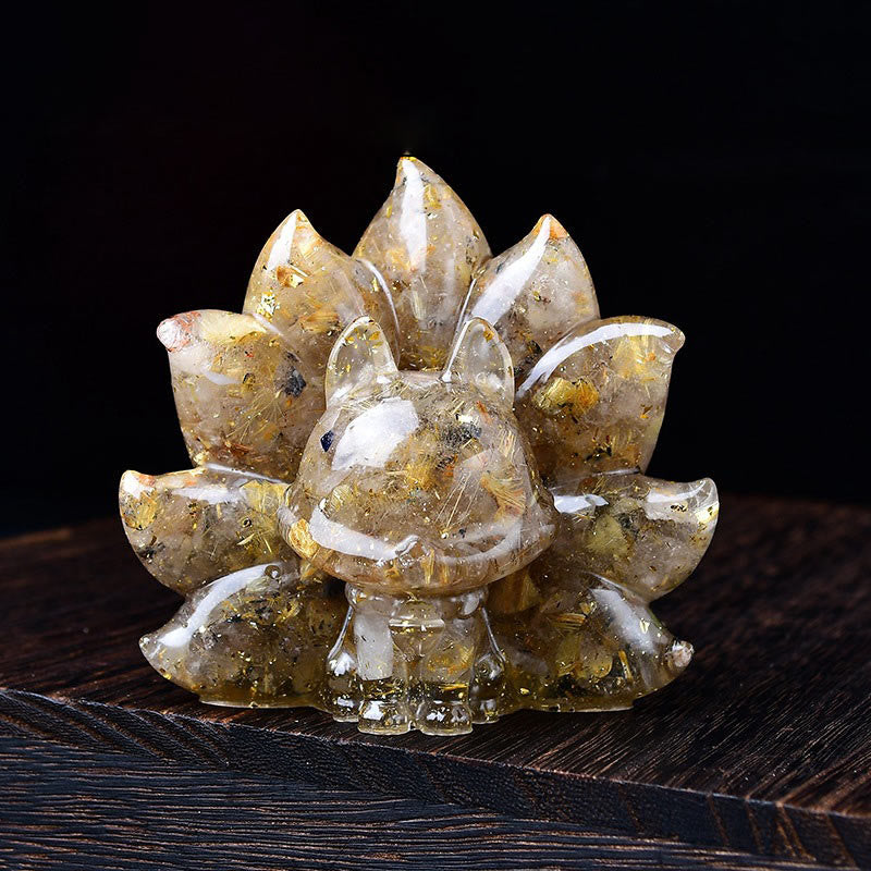 Buddha Stones pequeñas, varias piedras, cristal rosa, citrino, amatista, zorro de nueve colas, calidez, decoración del hogar - Cuarzo rutilado dorado 8,8*6,9*8cm - image 12