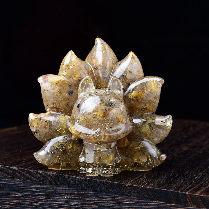 Buddha Stones pequeñas, varias piedras, cristal rosa, citrino, amatista, zorro de nueve colas, calidez, decoración del hogar - Cuarzo rutilado dorado 8,8*6,9*8cm - image 12