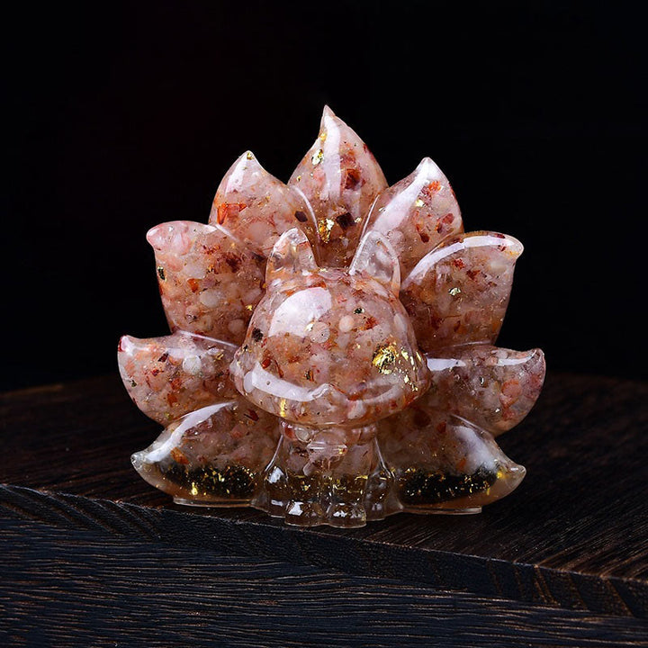 Buddha Stones pequeñas, varias piedras, cristal rosa, citrino, amatista, zorro de nueve colas, calidez, decoración del hogar - Cuarzo fresa dorado 8,8*6,9*8cm - image 11
