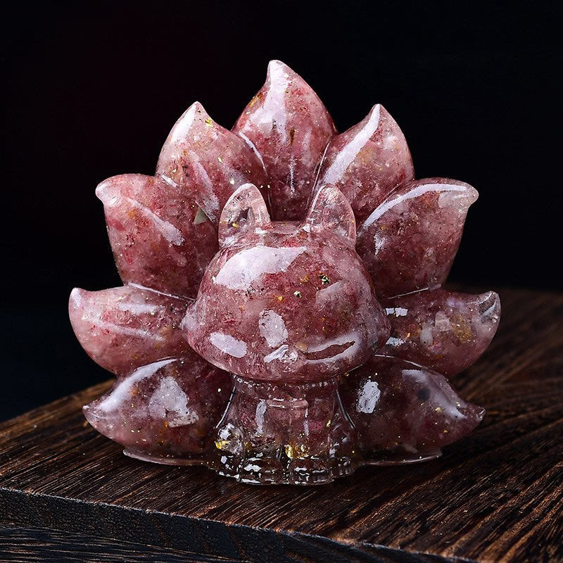 Buddha Stones pequeñas, varias piedras, cristal rosa, citrino, amatista, zorro de nueve colas, calidez, decoración del hogar