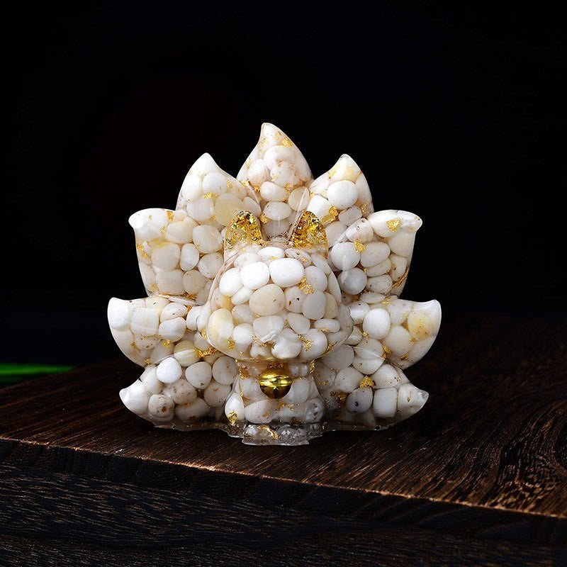 Buddha Stones pequeñas, varias piedras, cristal rosa, citrino, amatista, zorro de nueve colas, calidez, decoración del hogar - Concha blanca 8,8*6,9*8 cm - image 26