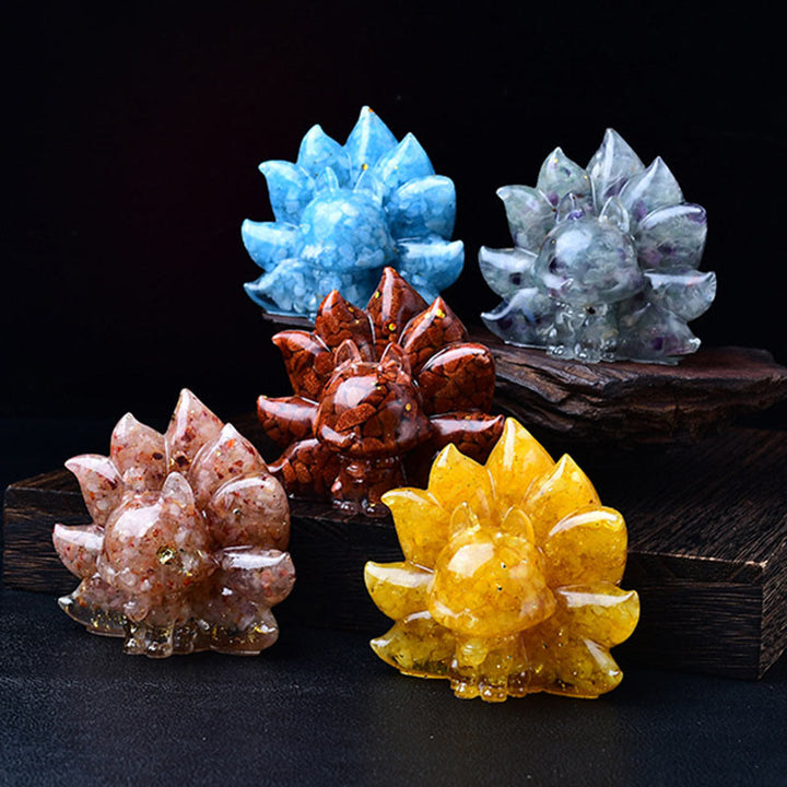 Buddha Stones pequeñas, varias piedras, cristal rosa, citrino, amatista, zorro de nueve colas, calidez, decoración del hogar