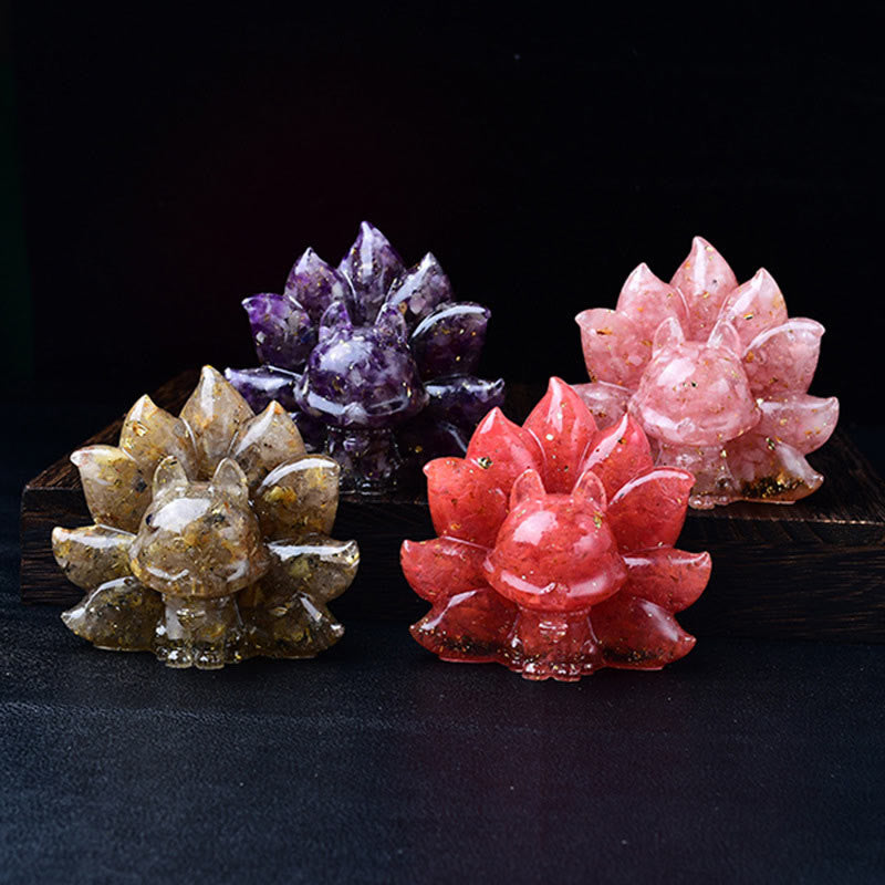 Buddha Stones pequeñas, varias piedras, cristal rosa, citrino, amatista, zorro de nueve colas, calidez, decoración del hogar
