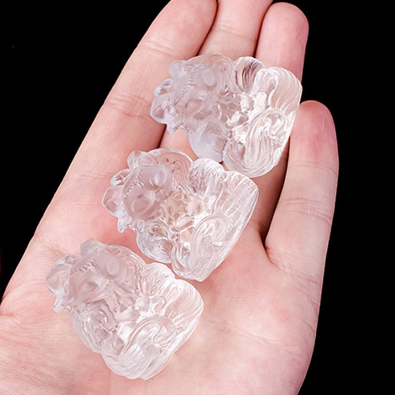 Buddha Stones de cristal blanco natural, mini zorro de nueve colas tallado, curación, decoración del hogar - image 4