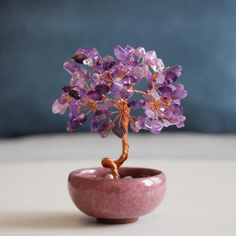 Buddha Stones, varios cristales, citrino, amatista, aventurina verde, árbol de la prosperidad, decoración del hogar. - Amatista 6-7*10cm - Caja de regalo - image 2