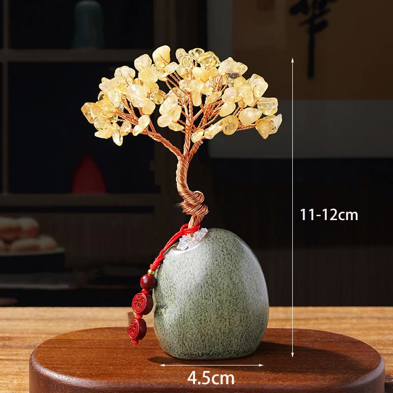 Buddha Stones, citrino, amatista, aventurina verde, árbol de cristal, base de cerámica, prosperidad, decoración del hogar. - image 1