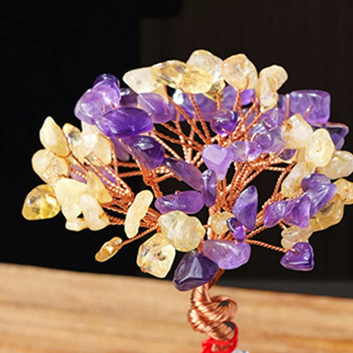 Buddha Stones, citrino, amatista, aventurina verde, árbol de cristal, base de cerámica, prosperidad, decoración del hogar.