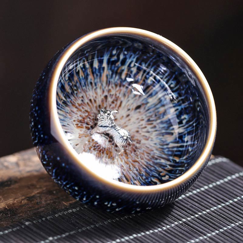 Taza de té de cerámica con diseño de Buddha Stones, hecha a mano, con diseño de pez koi, loto, dragón y fénix, del zodiaco chino, 12 piezas, 70 ml - Cabra 7,2 cm x 4,2 cm x 70 ml - image 22