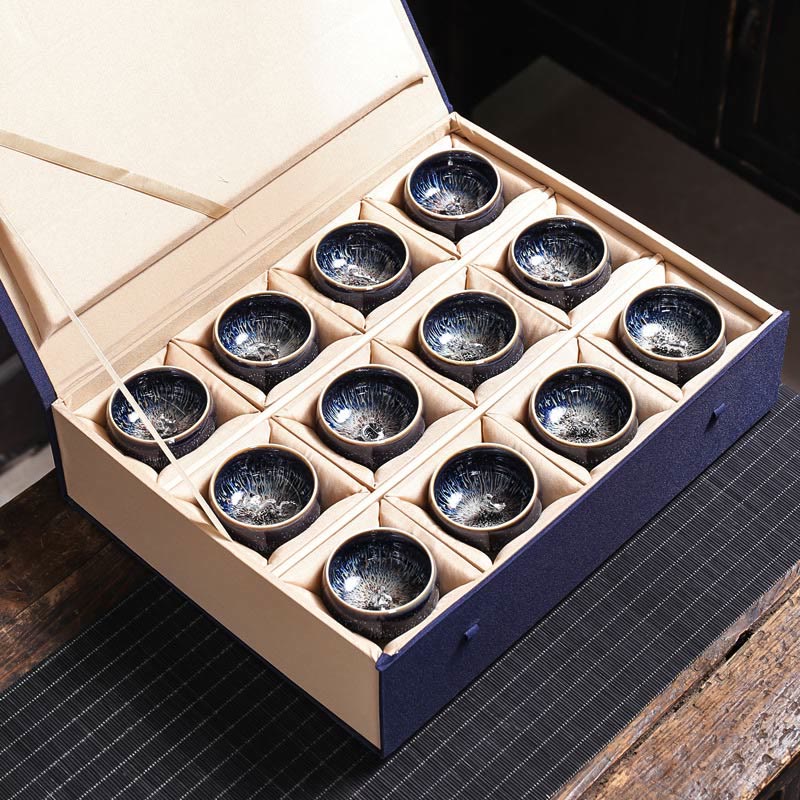 Taza de té de cerámica con diseño de Buddha Stones, hecha a mano, con diseño de pez koi, loto, dragón y fénix, del zodiaco chino, 12 piezas, 70 ml