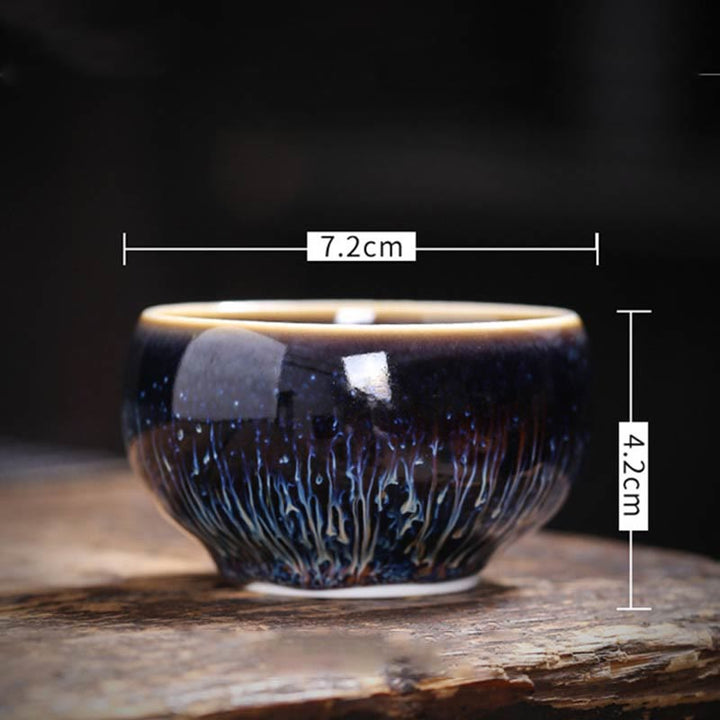 Taza de té de cerámica con diseño de Buddha Stones, hecha a mano, con diseño de pez koi, loto, dragón y fénix, del zodiaco chino, 12 piezas, 70 ml
