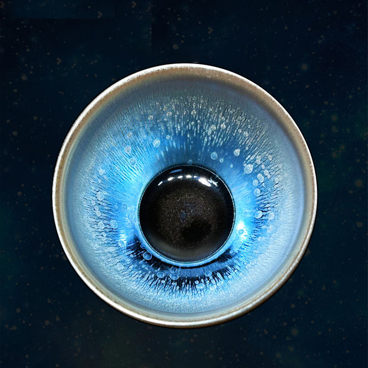 Taza de té de cerámica Tenmoku Kung Fu de 150 ml con diseño de gotas de aceite de Jianzhan chino hecha a mano con Buddha Stones - image 4