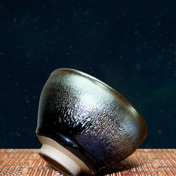 Taza de té de cerámica Tenmoku Kung Fu de 150 ml con diseño de gotas de aceite de Jianzhan chino hecha a mano con Buddha Stones - image 8