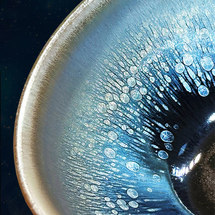 Taza de té de cerámica Tenmoku Kung Fu de 150 ml con diseño de gotas de aceite de Jianzhan chino hecha a mano con Buddha Stones - image 5