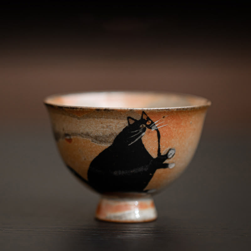 Taza de té de kung fu con diseño de gato pequeño y adorable de Buddha Stones (60 ml) - Gato mirando hacia arriba 6,5 cm x 4,7 cm x 60 ml - image 3