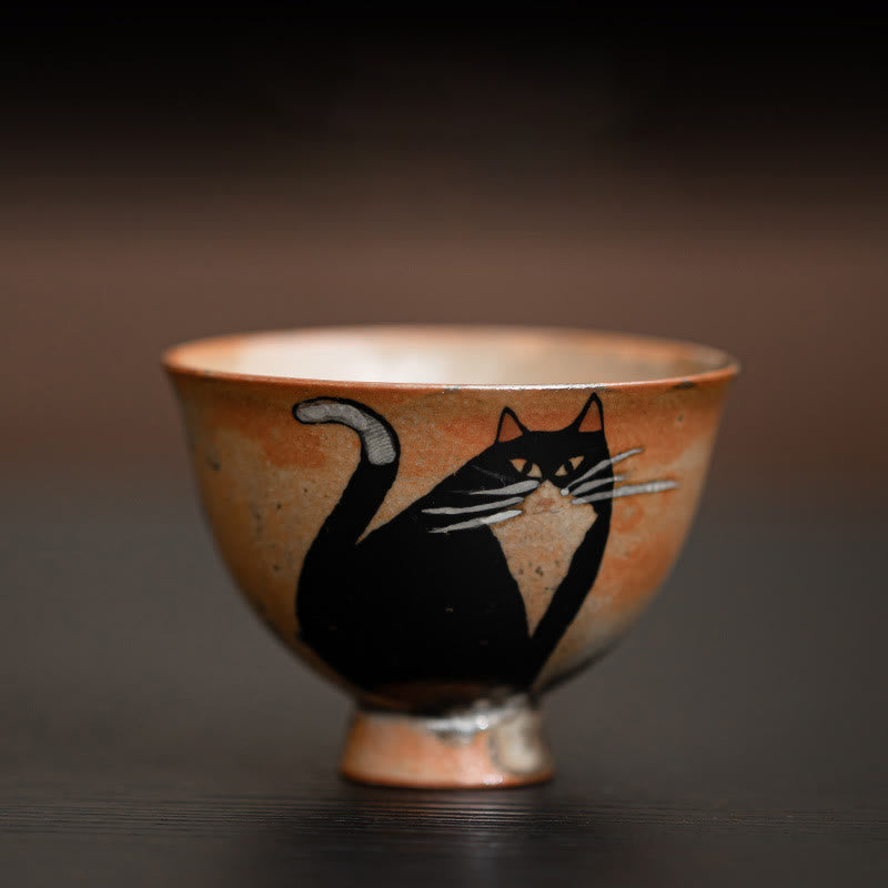 Taza de té de kung fu con diseño de gato pequeño y adorable de Buddha Stones (60 ml) - Gato mirando fijamente 6,5 cm x 4,7 cm x 60 ml - image 10
