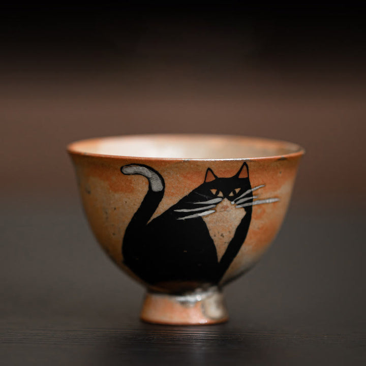 Taza de té de kung fu con diseño de gato pequeño y adorable de Buddha Stones (60 ml) - Gato mirando fijamente 6,5 cm x 4,7 cm x 60 ml - image 10