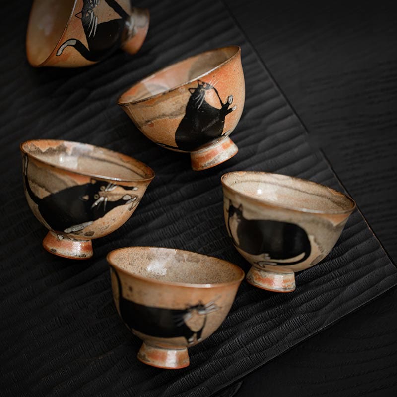 Taza de té de kung fu con diseño de gato pequeño y adorable de Buddha Stones (60 ml) - image 1