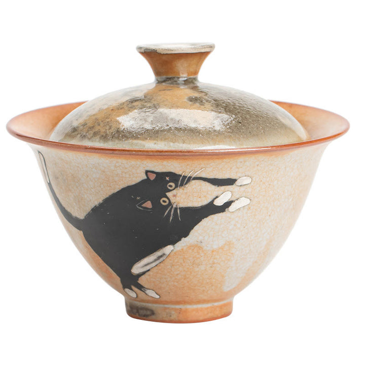 Taza de té Gaiwan de cerámica con diseño de gato y Buddha Stones , taza de té Kung Fu con tapa, 130 ml - image 11