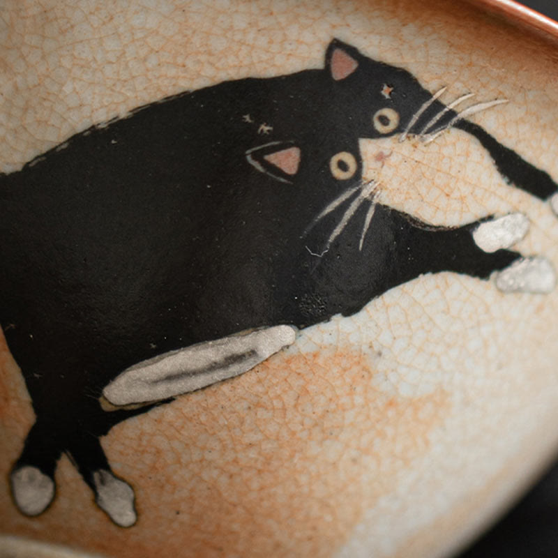 Taza de té Gaiwan de cerámica con diseño de gato y Buddha Stones , taza de té Kung Fu con tapa, 130 ml - image 4